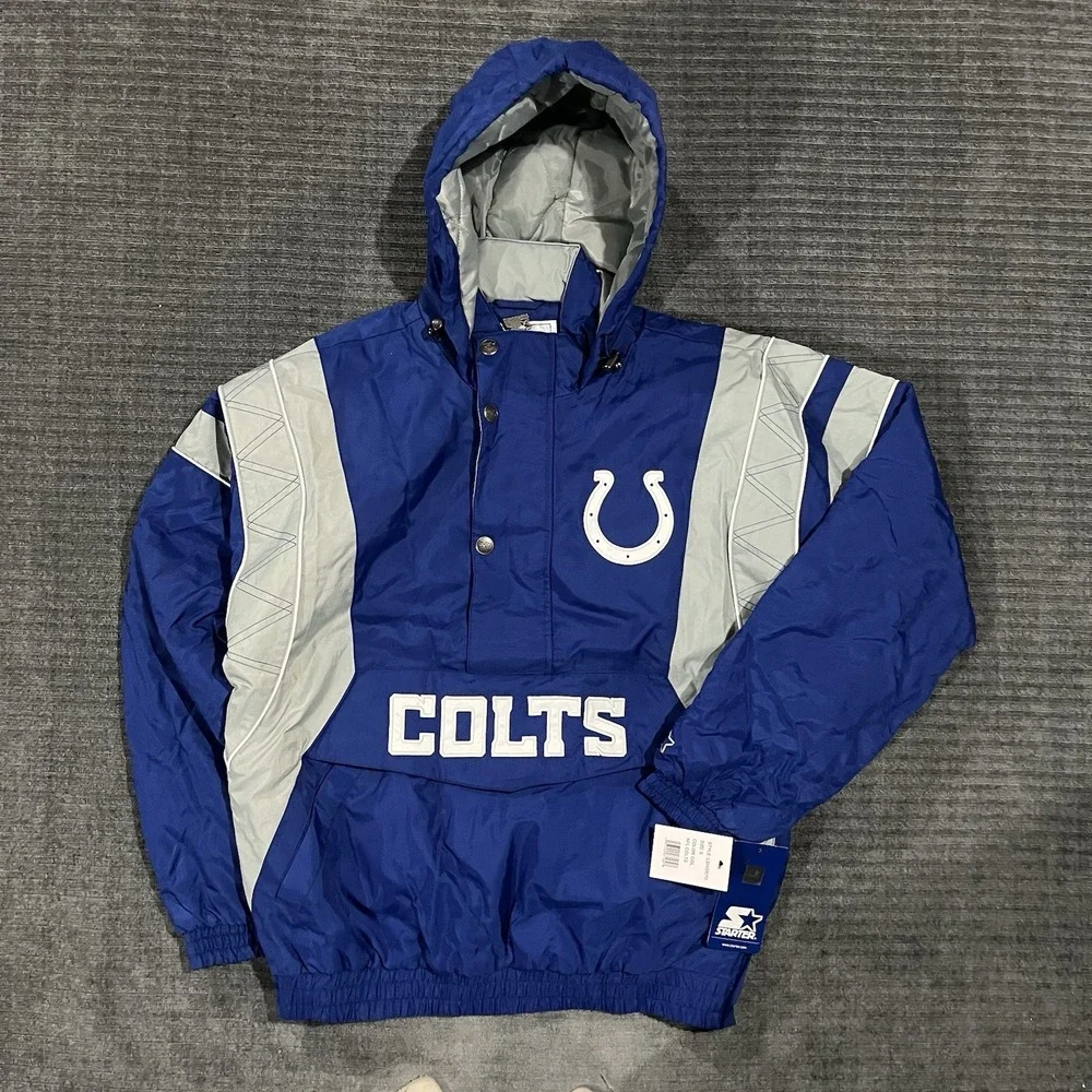 NFL Indianapolis Colts  Starter Blue/Gray Body Check Pull Over Jacket NWT large